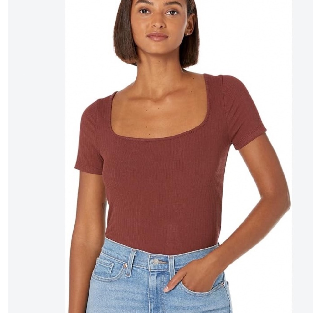 Madewell Short Sleeve Ribbed Square Neck Top